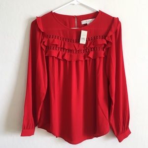 NWT Loft ruffle shoulder blouse